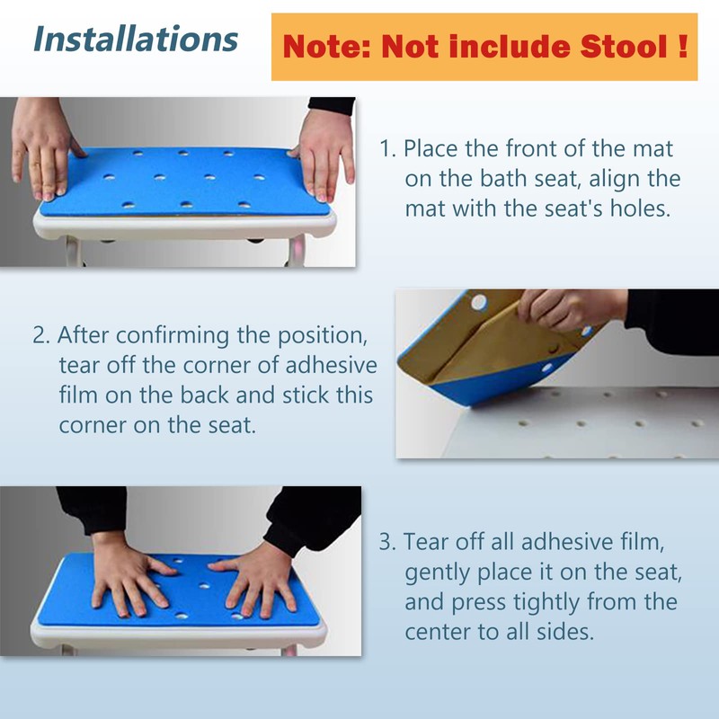 Bath Chair Seat Mat - Elderly Shower Bench Cushion Non-Slip