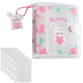 Sticker Notebook, Transparent Inside, 20 Pages, Sticker Notebook, Mini 3 Holes, 4.2 x 3.6 inches (10.7 x 9.2 cm), Removable, Binding, Functional Storage, Elementary School Students, Gift, Notebook
