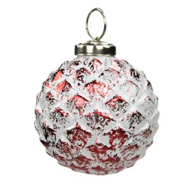 Decoline Glass Christmas Baubles Pack of 4 Pineapple Diameter 8 cm Red