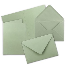 Neuser FarbenFroh 10 x A5 Folding Cards Set in Eucalyptus Green Includes DIN C5 Envelopes, Blank Folding Cards 14.8 x 21 cm, Very Dimensionally Stable, Suitable for Printers