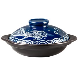 Ceramic Cooking Pot Clay Pot with Painted Lid Heat-resistant Shallow Casserole, Paella Pan for Kitchen - 20 oz, Dishwasher Safe