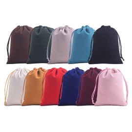 KONMAY Pack of 11 Mixed Soft Velvet Jewellery Bags with Drawstring, 15 x 20 cm Velvet Bag Wedding Party Gift Bags