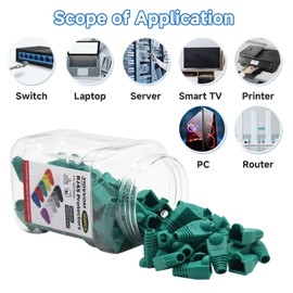 YIOVVOM Ethernet RJ45 Cable Connector Soft Plastic Boots, Cover Strain Relief Boots, CAT5 CAT5E CAT6 CAT6E Ethernet Boots Green 100-PACK