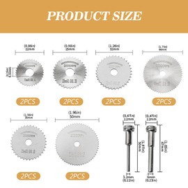 12 Pcs Drill Saw Blades for Dremel Rotary Tool Rotary Tool Cutting Discs for Stone and Glass Cutting High-Speed Steel Saw Blades with Mandrel for Use with Dremel Rotary Tools with 3.2mm 6mm Rod