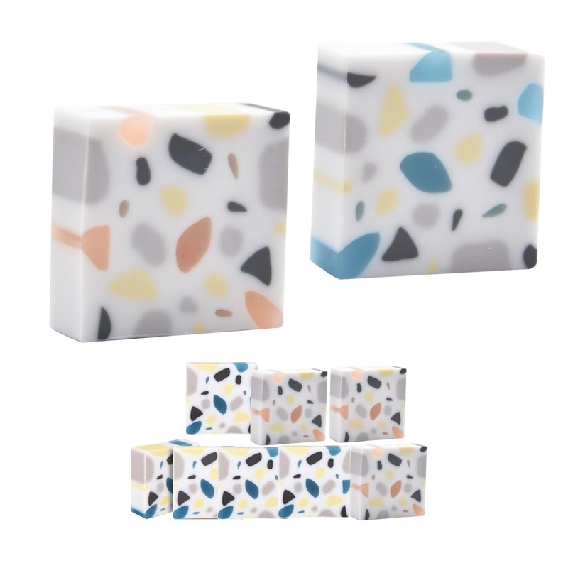 SIPLIV 32 Pieces Terrazzo Pattern Erasers Cute Pink Erasers Novelty