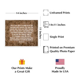 "Life Is Too Short" Dr. Seuss Quote Wall Art Print - 14x11" Inspirational Print For Home Decor, Office Decor, Kids Bedroom Decor & School Wall Decor! Unframed