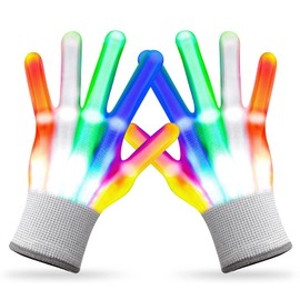 Dilabnda LED Light Gloves Flash Gloves Toy for Children Aged 8 to 14 Years Cool Luminous Gloves for Christmas Party Birthday Clubs Light Show (5 Colours / 6 Modes)