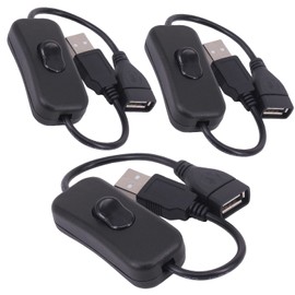 Yeebline USB Cable with Switch, 3-Pack USB Male to Female Extension Cord Inline Rocker On/Off Switch for Driving Recorder, LED Desk Lamp, USB Fan, LED Strip (3 Pack Black)