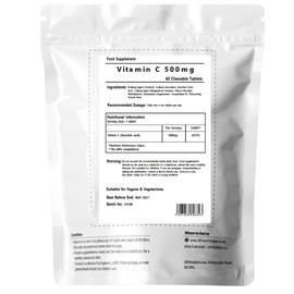 UKHealthHouse Vitamin C 500mg Chewable 60 Tablets Immune Support Orange Flavour High Strength Antioxidant Contributing to The Reduction of Tiredness