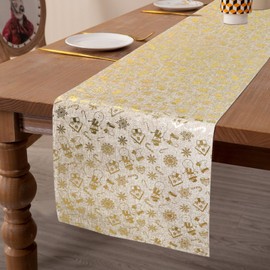 M&W Das Design Christmas Table Runner Roll - 33cm x 2.75m Cut to Size 4 Designs with Festive Motifs - Perfect as Table Runner or Disposable Table Mat for Christmas Red Table Decoration