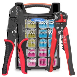 Kuject Crimping Tool Kit, 340 PCS Heat Shrink Wire Connectors(AWG22–10), 3-in-1 Adjustable Wire Stripper and Wire Crimper Kit for Automotive, Marine, and Electrical Repairs