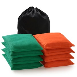 POTIVE Cornhole Bags Set of 8 Regulation Corn Hole Bean Bags for Cornhole Game, Professional Weather Resistant Corn Hole Bags with Tote Bag(Orange/Green)