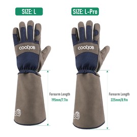 COOLJOB Thorn Proof Rose Pruning Garden Gloves for Men, Longer Sleeve Padded Yard Work for Bush, Blackberry, Cactus, Heavy Duty/Puncture Resistant/Machine Washable, Large-Pro, Navy