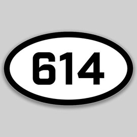 614 Area Code Sticker Ohio Columbus Dublin Gahanna City Pride Love | 5-Inches by 3-Inches | Premium Quality Vinyl UV Resistant Laminate PD2274