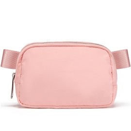 YOSHUYUKI Cross Body Fanny Packs for Women Men Fashion Waist Bag Pouch Nylon Small Travel Crossbody Bags Mini Purse Everywhere Belt Bag Bum Bag with Adjustable Strap for Running Hiking Mono Pink