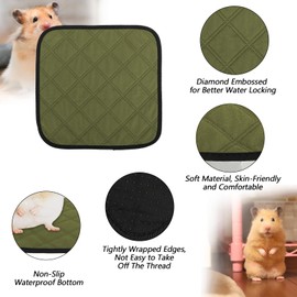 Niuoppy 4pc Guinea Pig Cage Liners, Pet Guinea Pig Pee Pads Washable, Absorbent Guinea Pig Bedding Mat Pad for Small Animals, 30cmx30cm (Green)