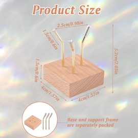 HOMMDECO Small Wooden Crystal Display Stand 2 PCS Three-Peg Rock Display Stand for Collectible of Rock Minerals Agate Fossils Coral Crystals Gemstones