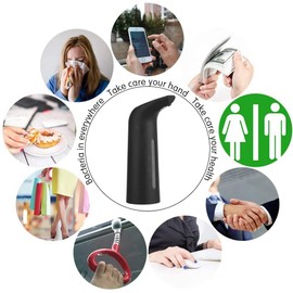 Shiphose Black Automatic Soap Dispenser Touchless, Liquid Soap Dispenser for Kitchen Bathroom 400Ml