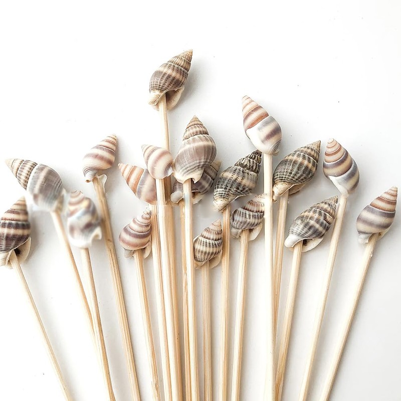 FSSTUD 100 Pieces Seashell Cocktail Picks Beach Party Chopsticks Tropical