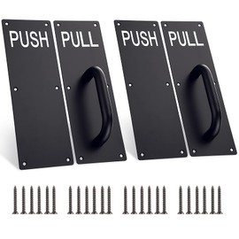 Sumnacon 2 Sets 12 Inch Stainess Steel Door Handles - Sturdy Door Pull Push Plates with Screws, Wall Mounted Pull Push Handles for Home Office Public, Black