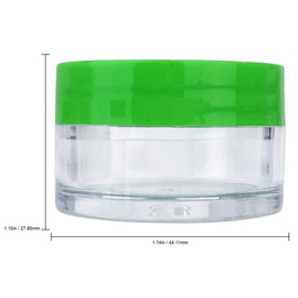 Beauticom 12 Pieces 20G/20ML Round Clear Jars with GREEN Lids for Lotion, Creams, Toners, Lip Balms, Cosmetic Makeup Samples - BPA Free