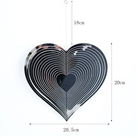 Spiral Heart Wind Chime 360 Degrees Spinners Hanging Sign Tree Pendant Suncatcher Metal Garden Ornament Decor For Outdoor Indoor Home Bedroom Living Room Window Corridor Yard Decoration