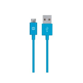 Monoprice USB Type-A to Micro Type-B Cable - Polycarbonate Connector Heads, 2.4 Amp, 22/30AWG, 6 Feet, Blue - Select Series