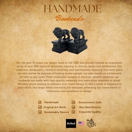 Bellaa 23453 Decorative Bookends Lion Book Ends Vintage Antiques Majestic Library Nonskid Shelves Support 7 Inch