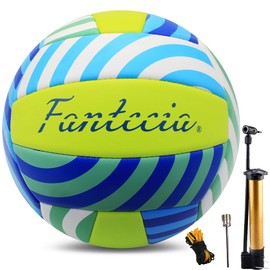 Fantecia Volleyball with Pump, Size 5 Soft Beach Volleyball Indoor Outdoor Pool Park Training Ball for Beginners, Adults