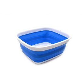 SAMMART Set of 2-7.7L Collapsible Tub - Foldable Dish Tub - Portable Washing Basin - Space Saving Plastic Washtub (Blue)