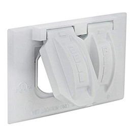 Hubbell-Bell 5180-6 1-Gang Horizontal Weatherproof Cover, Device Mount Flip Cover, Duplex, White