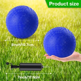 HSLCGF 12 Pcs Dodgeballs 5 Inch Kickball Playground Ball Blue Inflatable Rubber Handball Bouncy Dodge Ball with 1 Hand Pump for Outdoors Ball Games Gym Camps Picnic (Needle is at The Top of The Pump)