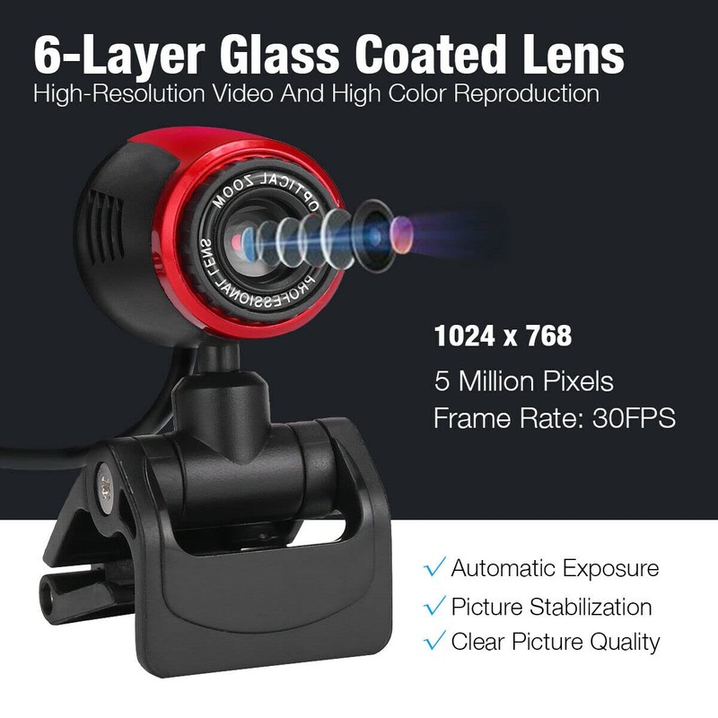 BRAVECOW HD Webcam USB Computer Web Camera For PC Laptop