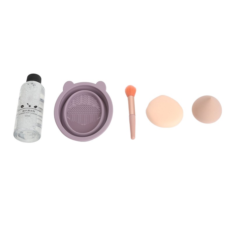 5pcs Makeup Brush Cleaning Solution Bowl Kit Residue Removal Powder