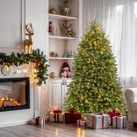 YITAHOME Prelit Artificial Christmas Tree 6ft with Remote Control, Green Bell Pre-Lit Christmas Tree with 11 Light-Modes for Home, Party Decoration