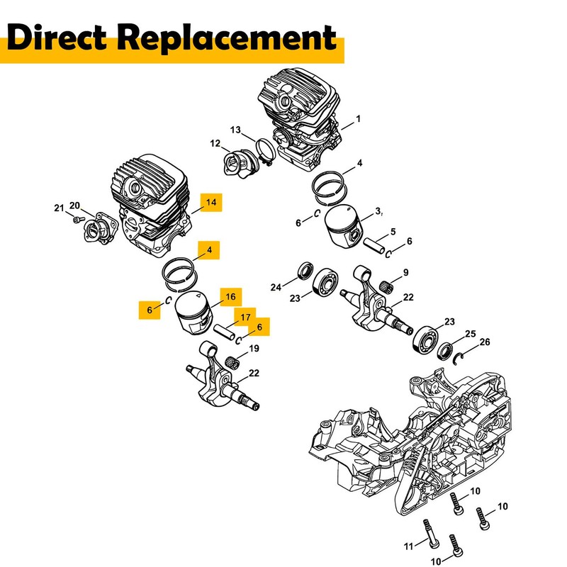 Etersec 1141 020 1206 47mm Big Bore Cylinder Piston Kit