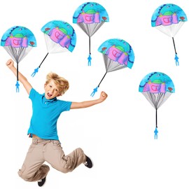 Parachute Toy Children, FainFun 6 Parachute Skater Toy Small, Throwing Game Children's Parachute, Parachutist, Outdoor Activities (Blue)