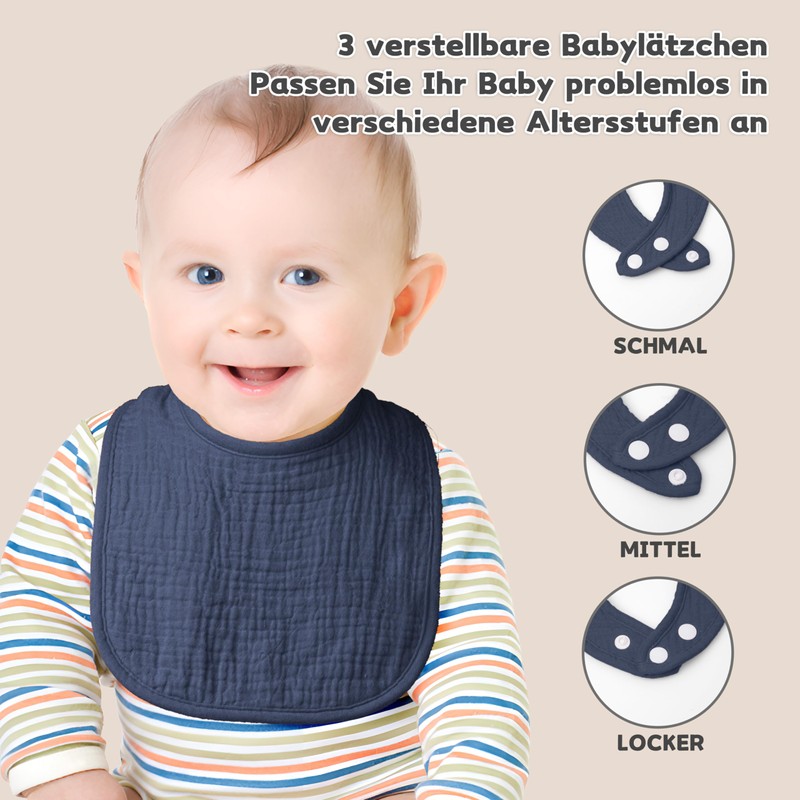 Susurration Baby Muslin Bibs Baby Soft Adjustable Square Drool Bibs