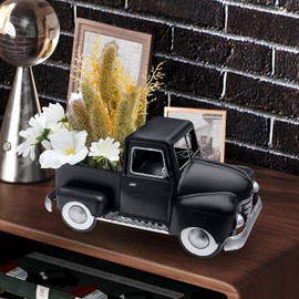 FGYPYLFF Farmhouse Black Truck Decor, Metal Pickup Truck Car Model, Vintage Truck Christmas Decor, Farmhouse Table Decor,Retro Truck Decor, Decorative Tabletop Storage