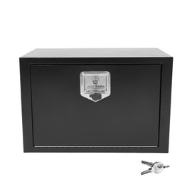 Heavy Duty Steel Plated Underbody Truck Tool Box with T-Handle Lock, Waterproof Tongue Box for Storage with Smooth Surface for Truck, Pickup, RV, Trailer - Black, 24" x 14" x 16" Inch