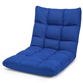 Giantex Floor Sofa Chair Video Gaming Chair with 14 Adjustable Position, Padded Back Support Floor Cushioned Seat, Folding Lazy Chair for Meditation, Reading, Watching, Living Room Recliner(Blue)