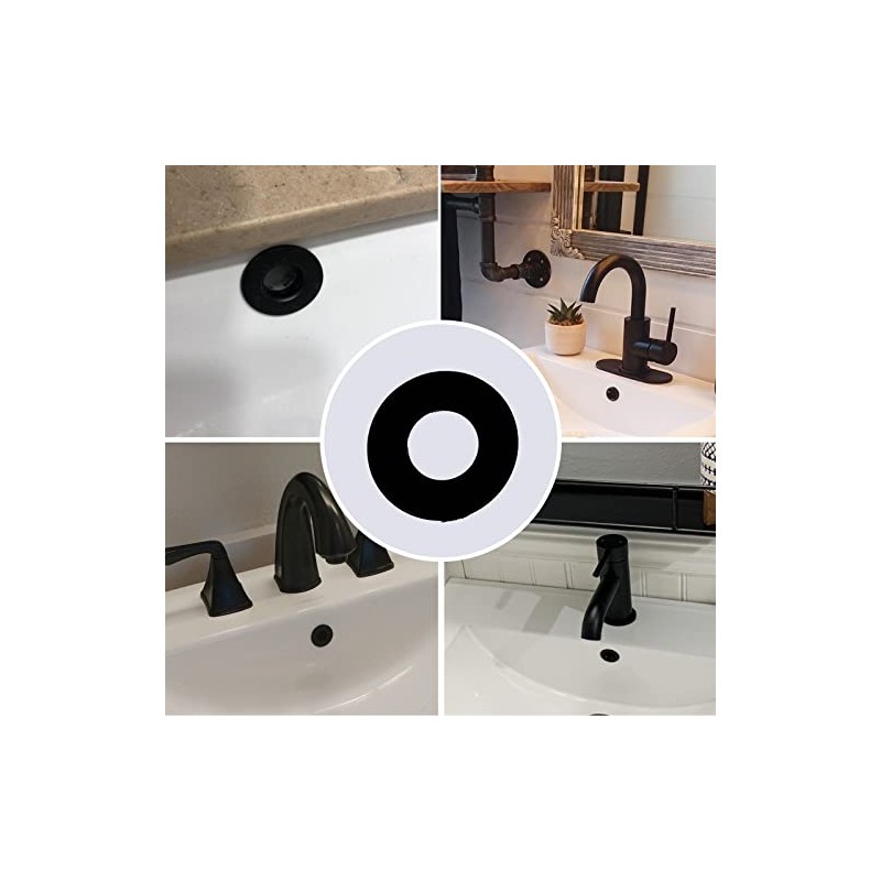 2 Pack Sink Overflow Ring Matte Black Bathroom Vanity Sink