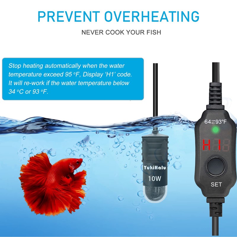 YukiHalu USB Powered Aquarium Heater, 10W Adjustable Mini Fish Tank