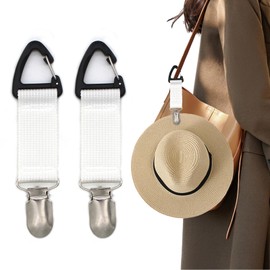 2 Pack Elastic Hat Clip for Travel,Hat Holder,Hands Free Bag Accessory for Women,Outdoor Travel Accessory,Travel Hat Clip for Sunhat,Luggage,Bag,Backpack,Purse (White)