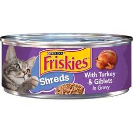 Purina Friskies Shreds with Turkey & Giblets in Gravy, Made with Real Turkey, Includes Protein and All Essential Nutrients, 5.5 Ounce Cans (Pack of 12)