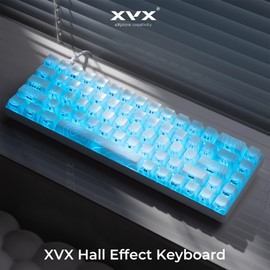 OHY XVX HE68 60 Percent Gaming Keyboard,Hall Effect Magnetic Switches, CNC Aluminum Frame, Rapid Trigger Keyboard w Topographic IMD Keycaps, 8KHz Polling Rate, Adjustable Actuation,Hot-Swap-White