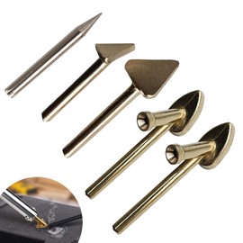 PAVIKE Plastic Welding Head, Set of 5, Soldering Iron Parts, Replacement Soldering Tip, Triangle Welding Head, Brass, 3 Sizes, Plastic Welding Head, 1 Stainless Steel Nail for Welding, Plastic Repair