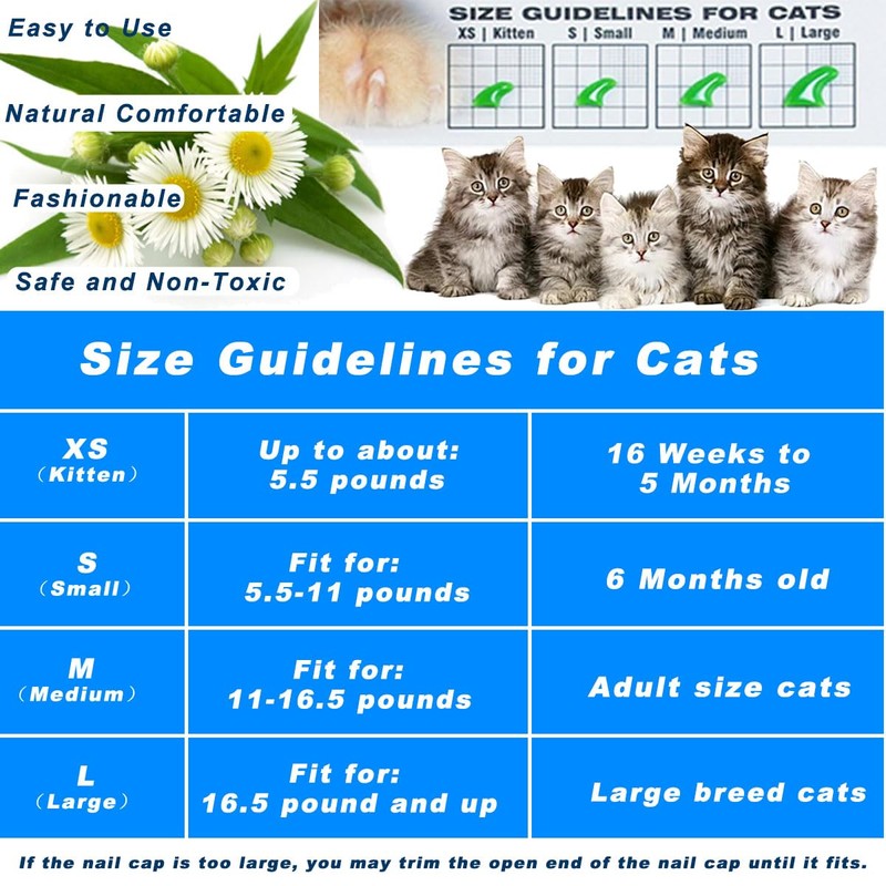 VICTHY 100pcs Boy Cat Nail Caps | Cat Nail Covers