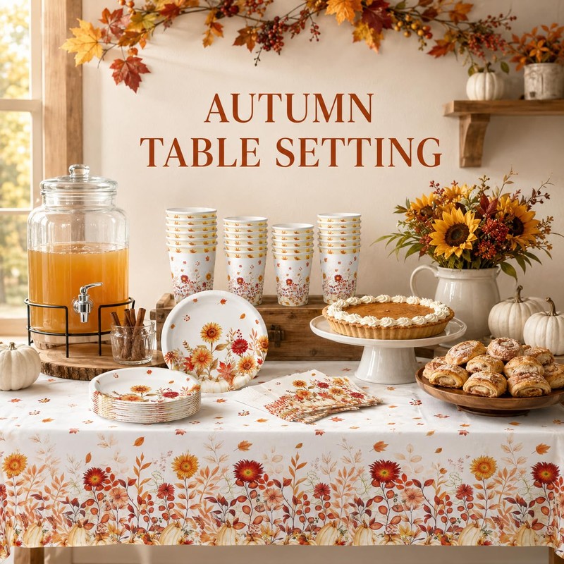 YESAH 53 Pcs Sunflower Party Tableware Set for 16 Guests,