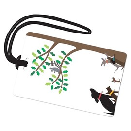 R. Nichols Squirrel Hunters Luggage Tag - Sturdy Waterproof Plastic Travel Labels for Baggage, Suitcases, Backpacks, and Diaper Bags, 2.5 Inch x 4 Inch Tag with Black Loop Attachments
